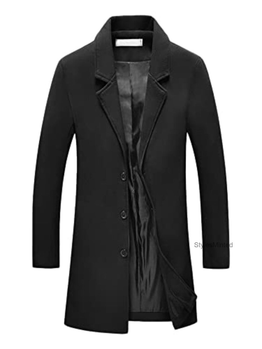 Men's Trench Coat Notch Lapel Single Breasted Long Overcoat 100% Polyester
